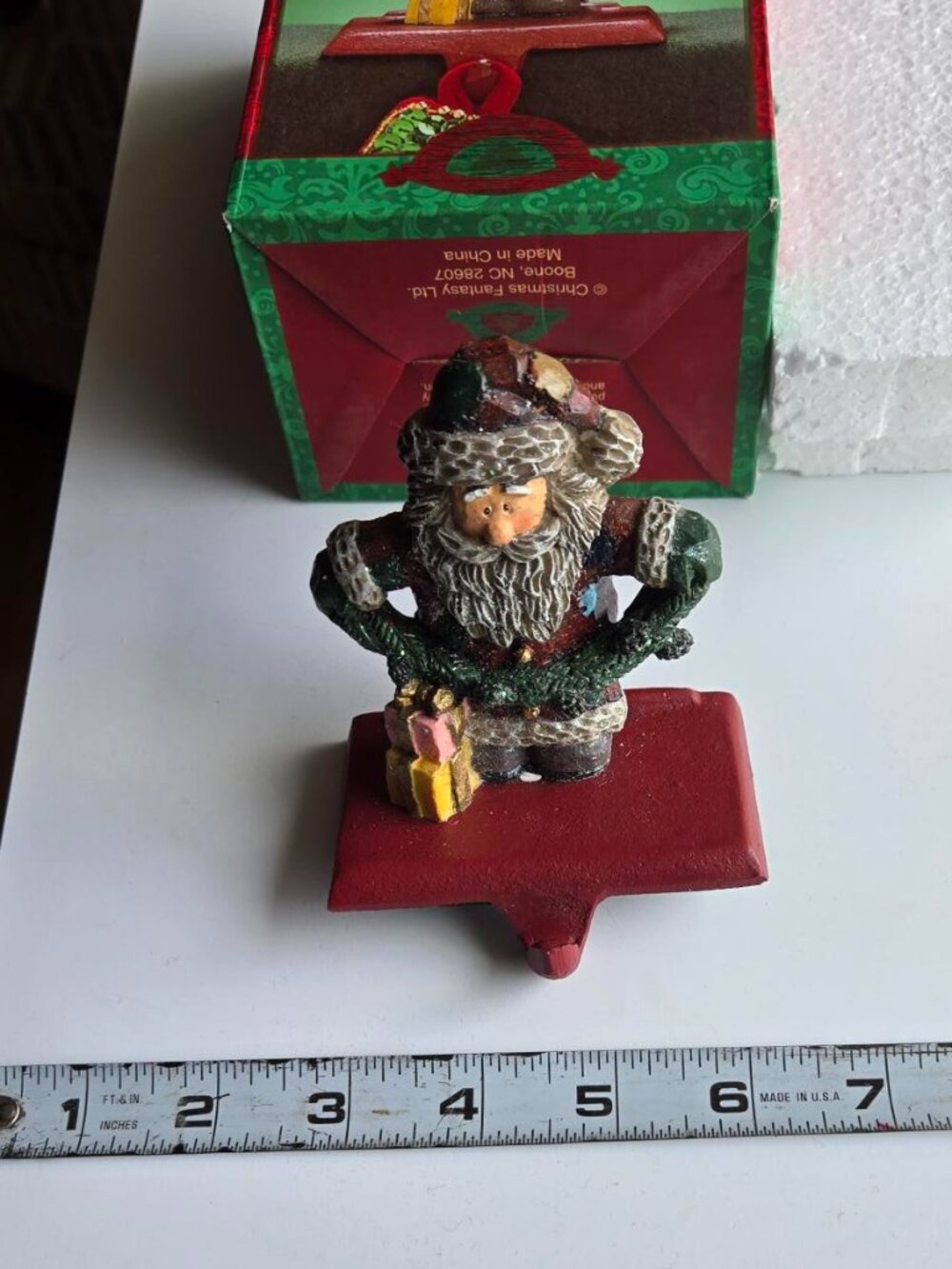 Vintage Santa Stocking Holder / Hanger - Christmas Fantasy Ltd 60768 - Iron Base